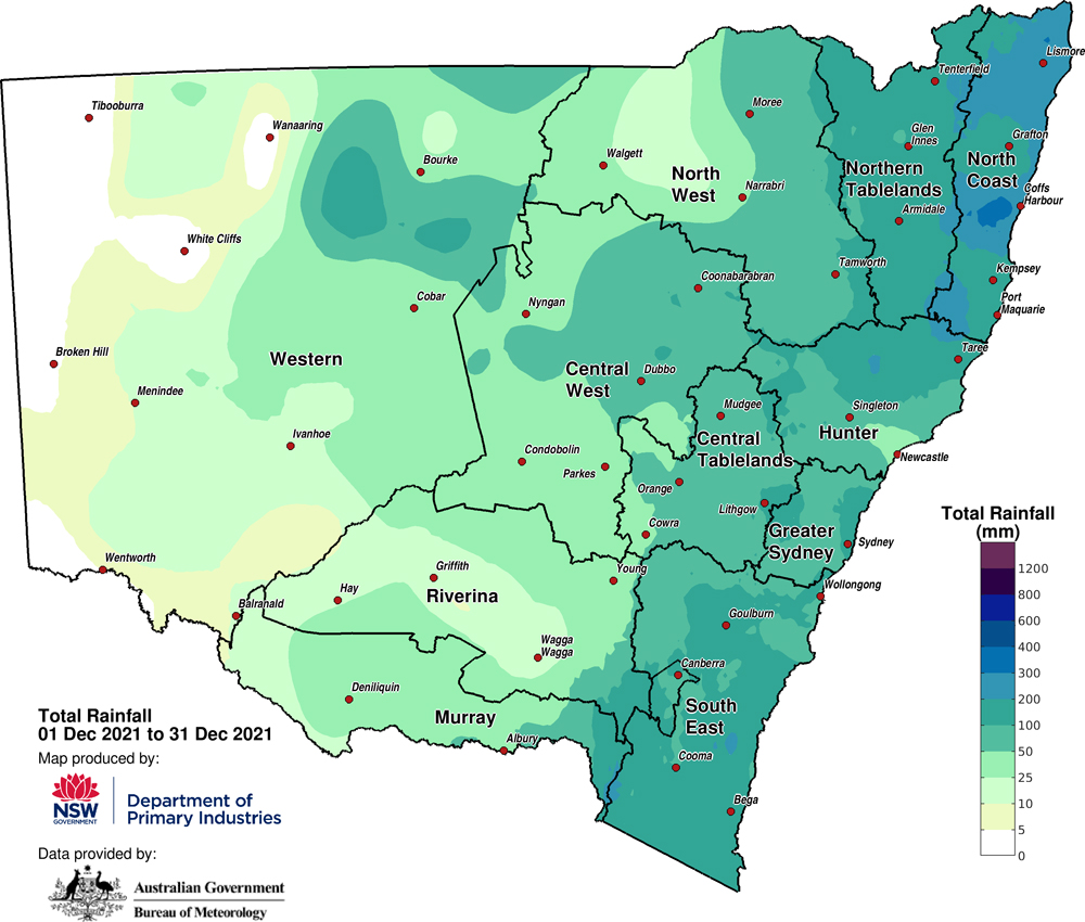 Figure 2b. Total rainfall December 2021