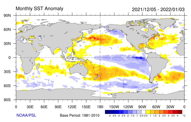 Figure 30. Monthly sea surface temperature anomalies (Source: NOAA)