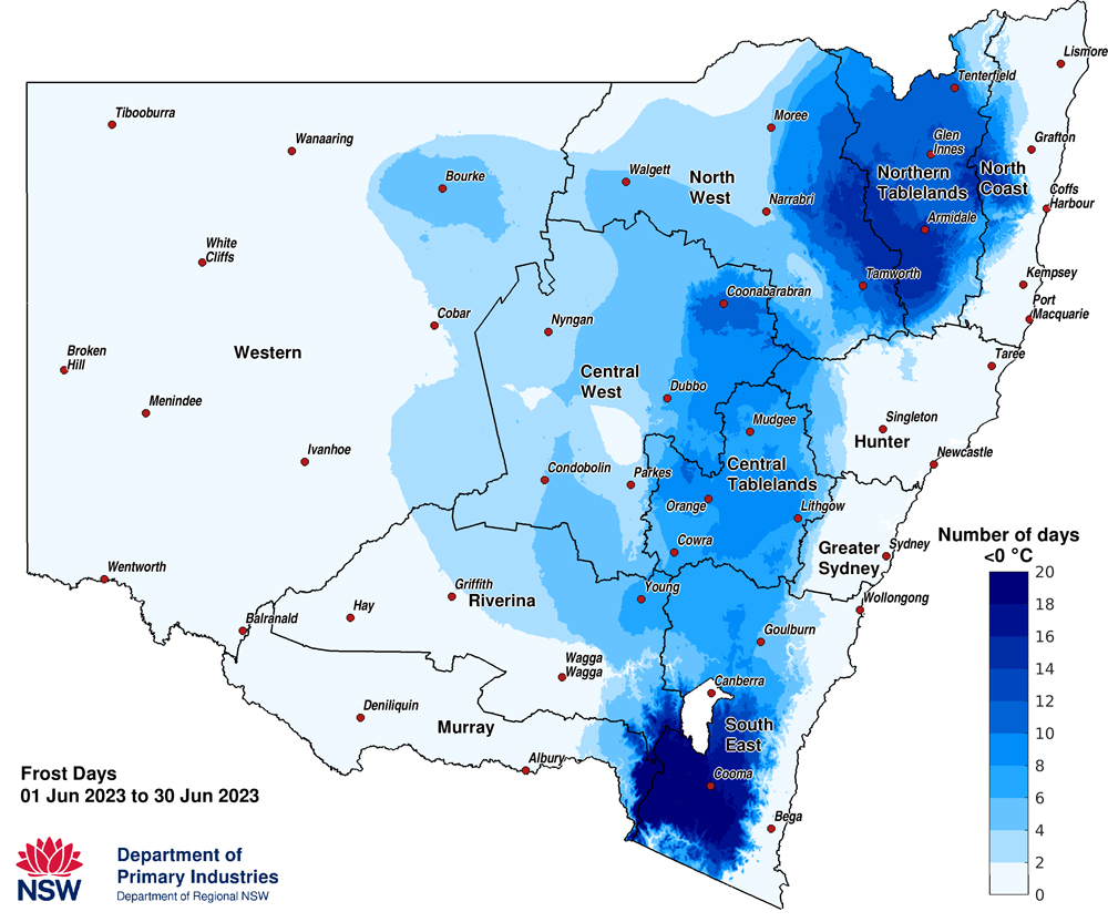 Figure 3e. Frost Days &ndash; June 2023