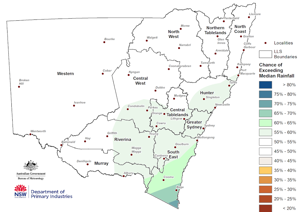 Figure 21. Seasonal rainfall outlook for NSW issued on the 29 March 2018 For an accessible explanation of this map contact the author kim.broadfoot@dpi.nsw.gov.au
