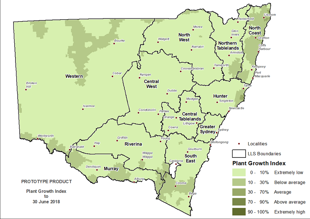 Figure 8. Plant Growth Index (PGI) to 30 June 2018 For an accessible explanation of this map contact the author kim.broadfoot@dpi.nsw.gov.au