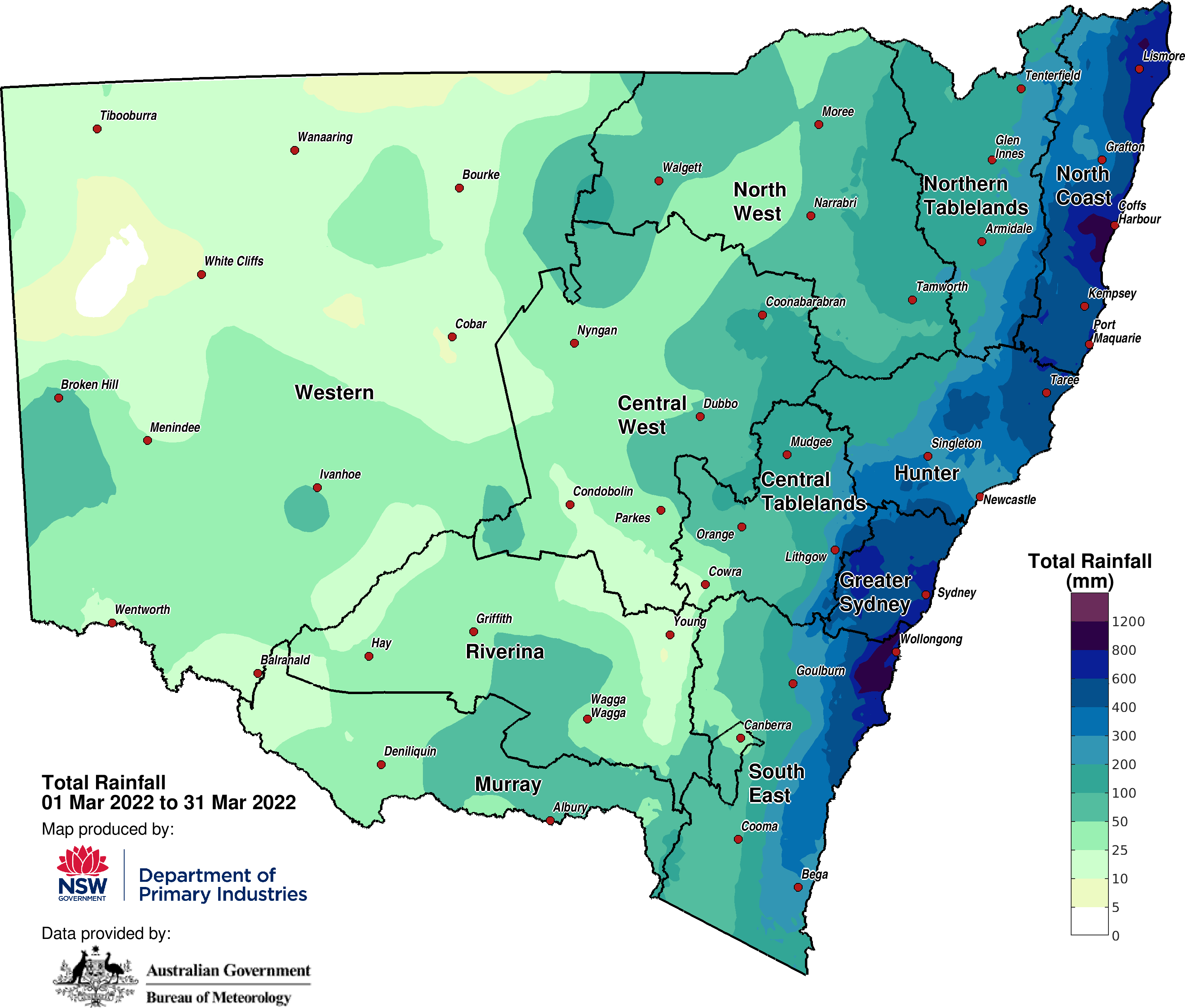 Figure 2b. Total rainfall March 2022