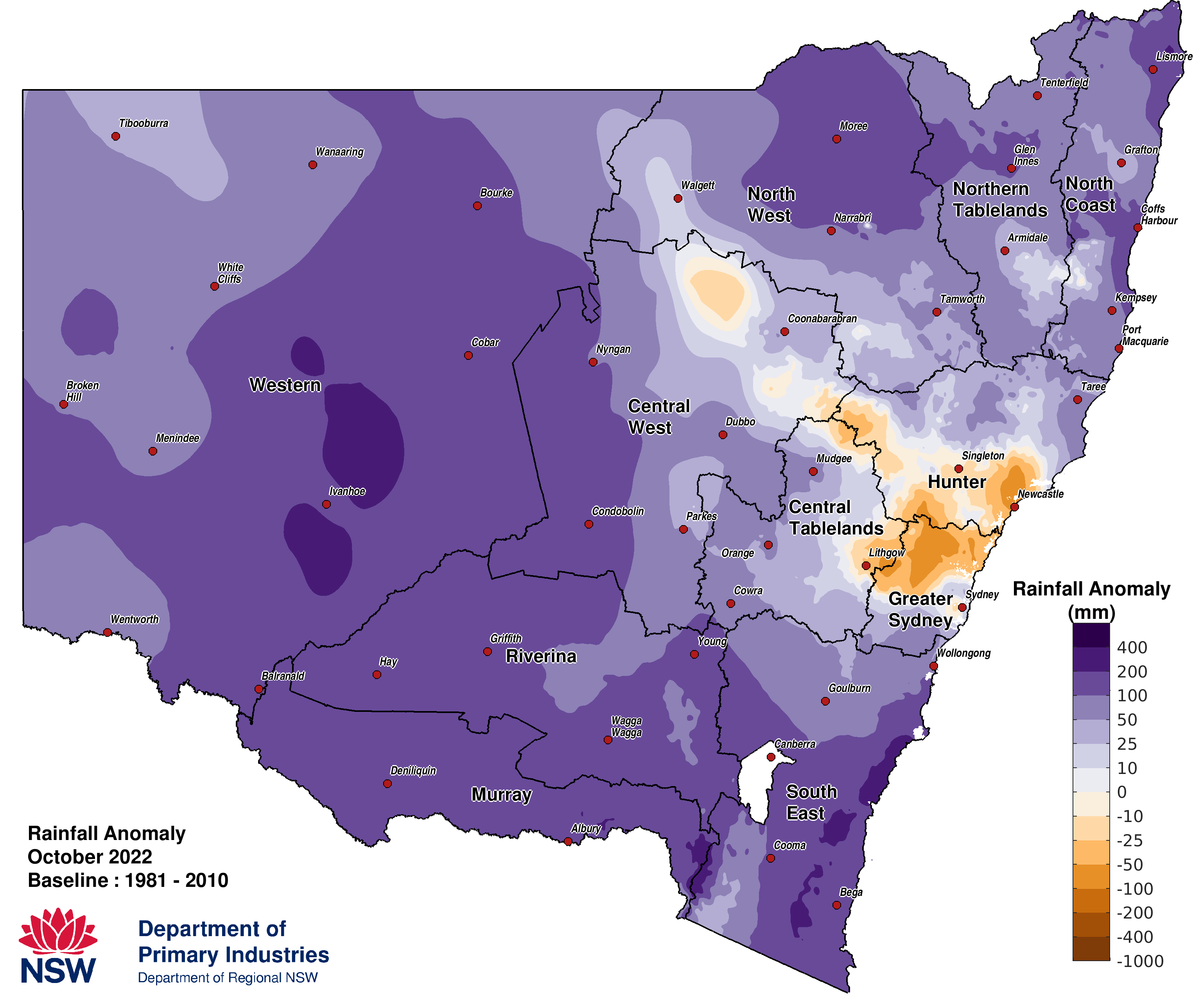 Figure 2a. Rainfall anomaly &ndash; October 2022