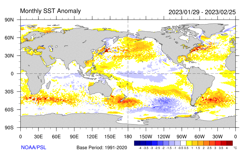 Figure 30. Monthly sea surface temperature anomalies (Source: NOAA)