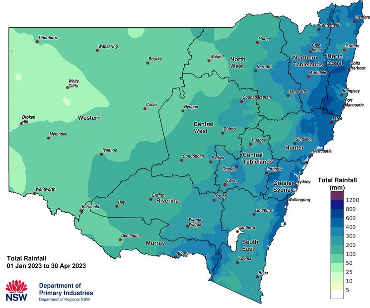 Figure 2b. Total rainfall April 2023