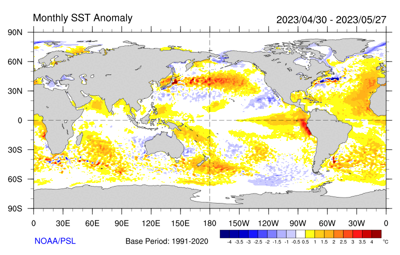 Figure 14. Monthly sea surface temperature anomalies (Source: NOAA)