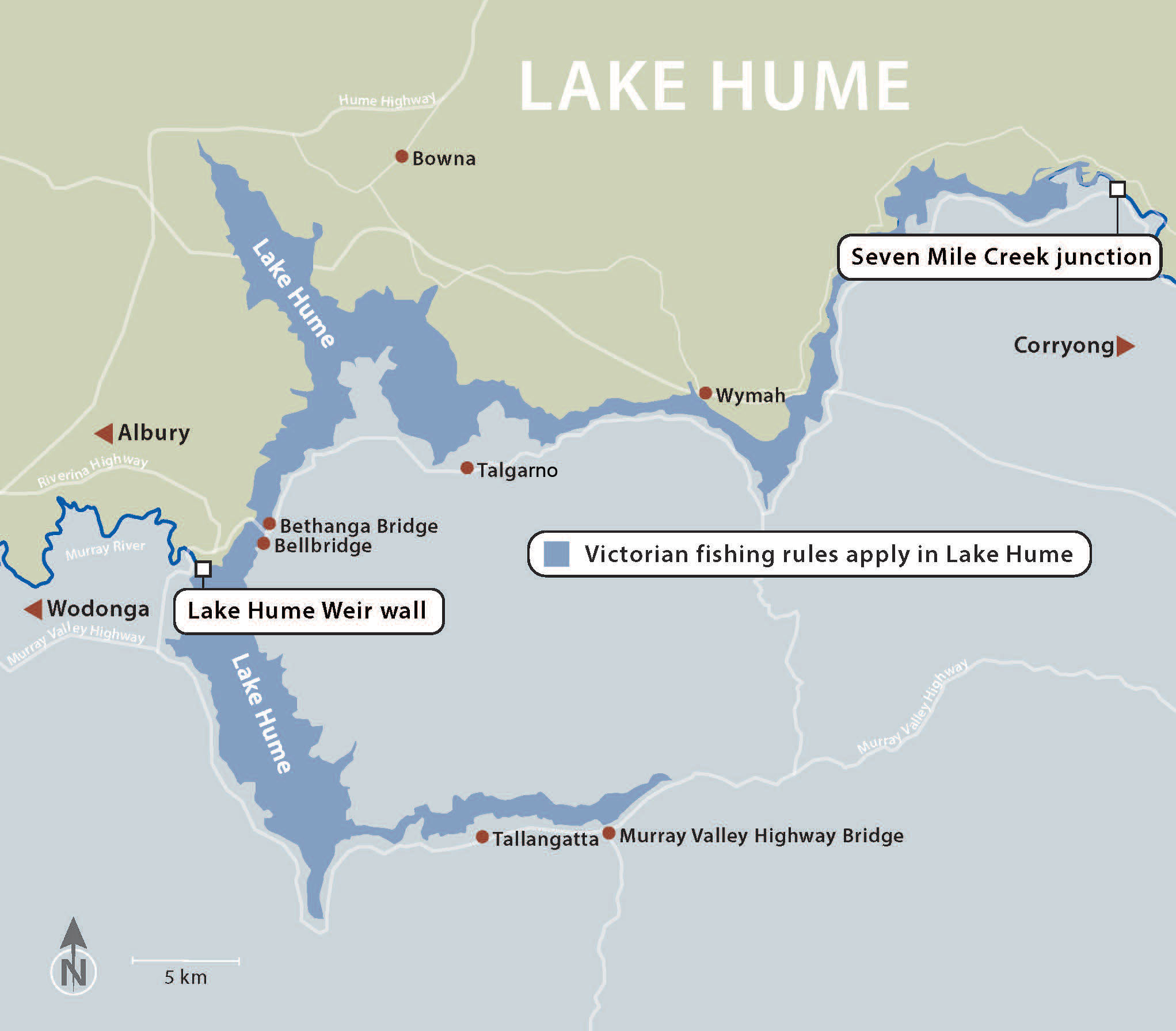 Map showing the location of Lake Hume