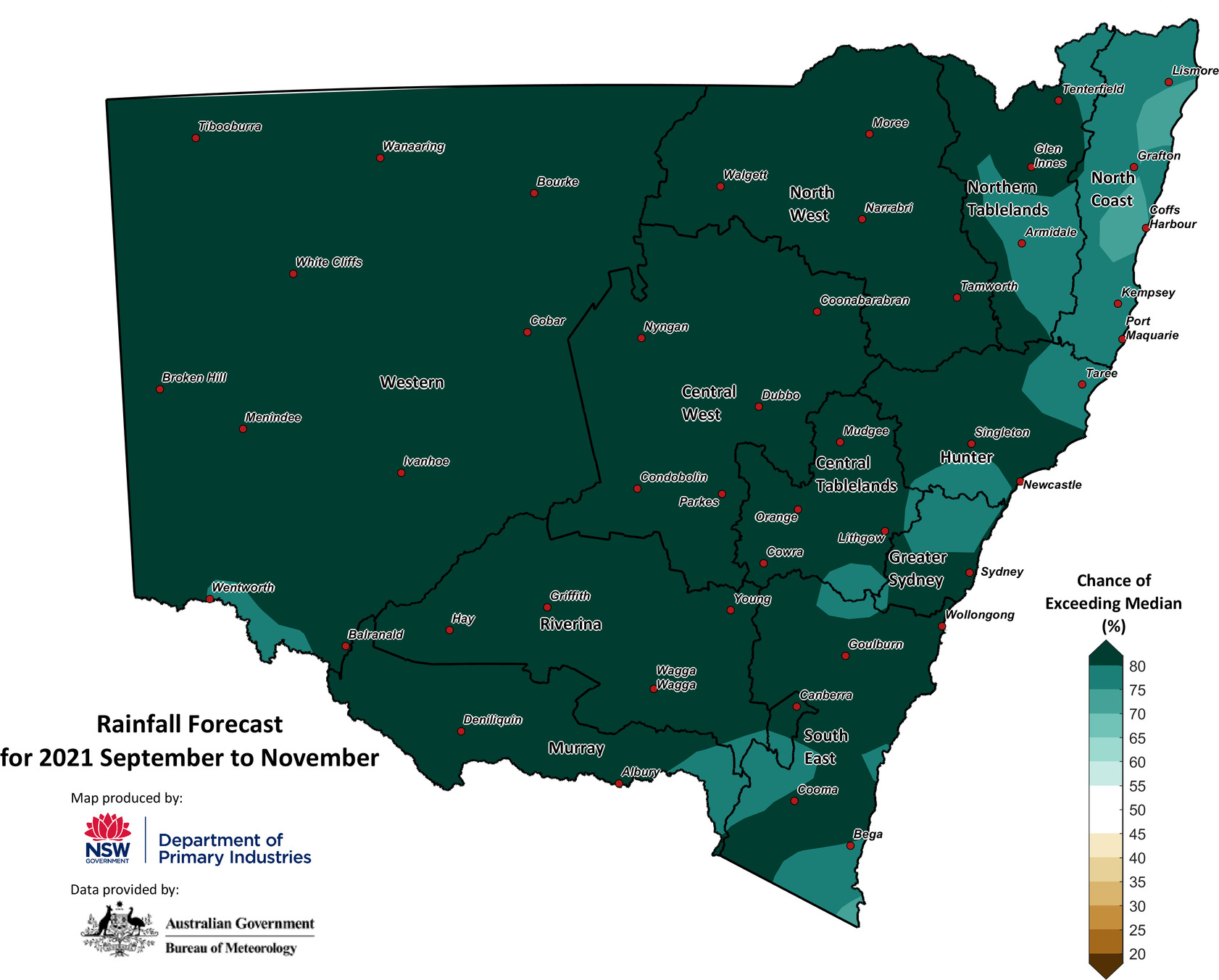 Figure 26. Seasonal rainfall outlook for NSW issued on 2 September 2021 Seasonal rainfall outlook for NSW issued on 2 September 2021