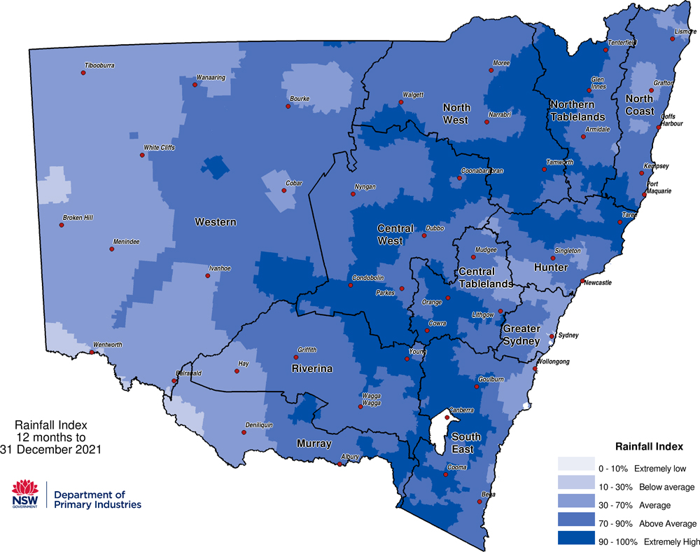 Figure 8. Rainfall Index (RI) to 31 December 2021