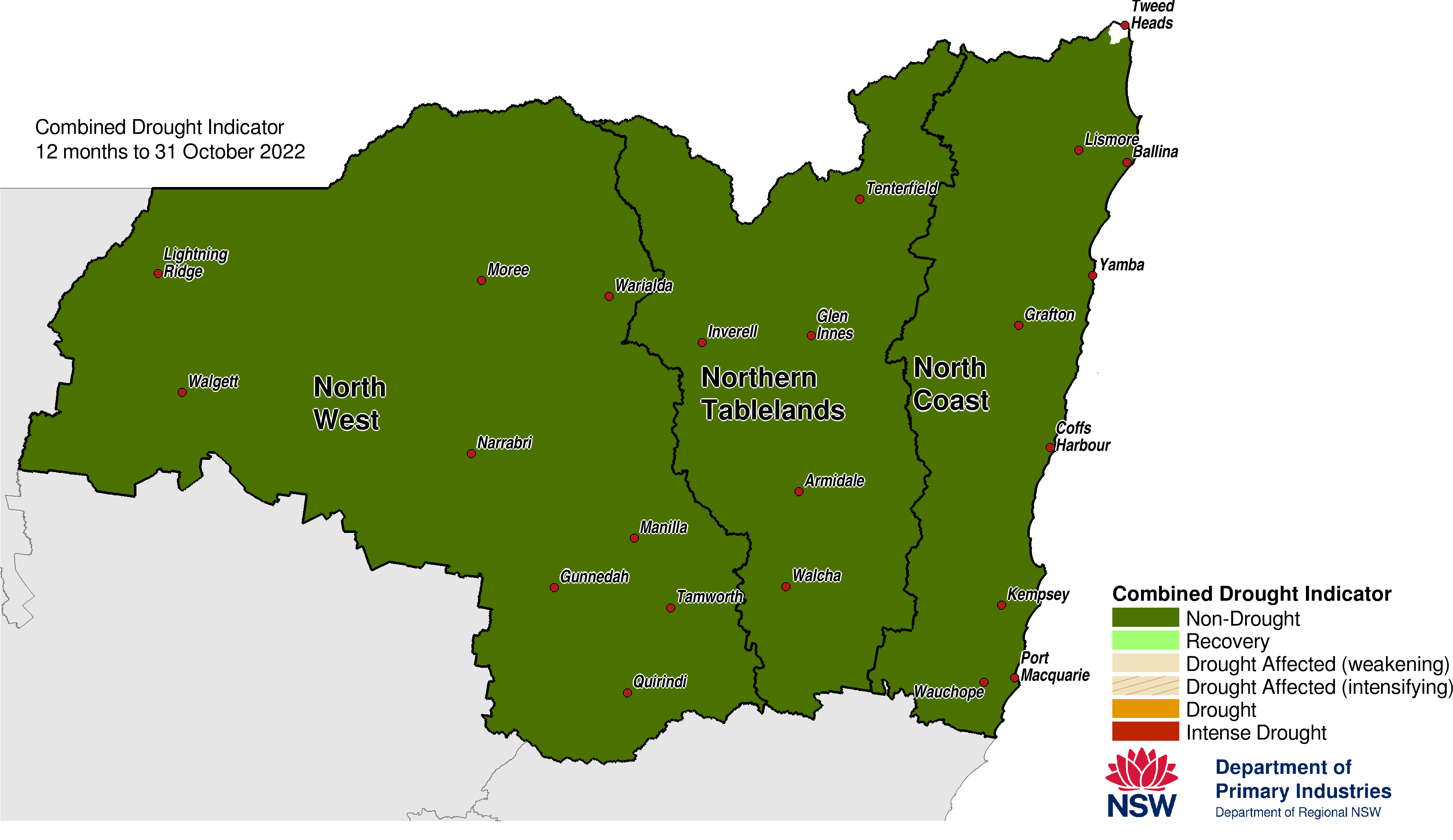 Figure 17. Combined Drought Indicator for the North West, Northern Tableland and North Coast regions 