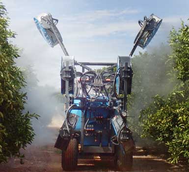 The interlink multi-head fan spray unit being tested.