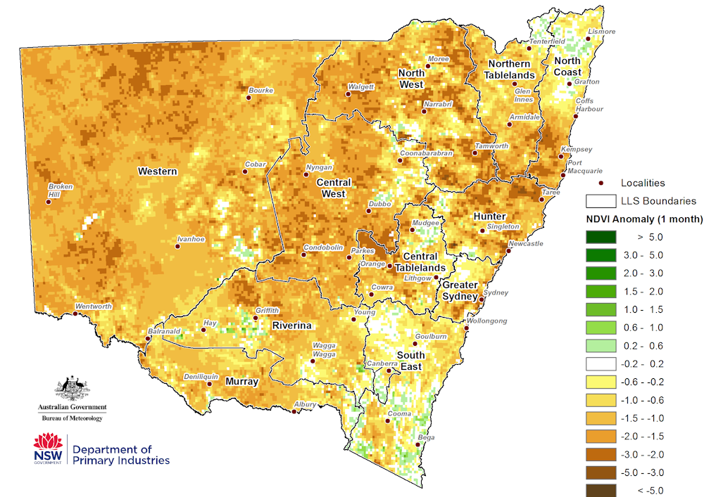 Figure 3. NDVI anomaly March 2018 For an accessible explanation of this map contact the author kim.broadfoot@dpi.nsw.gov.au