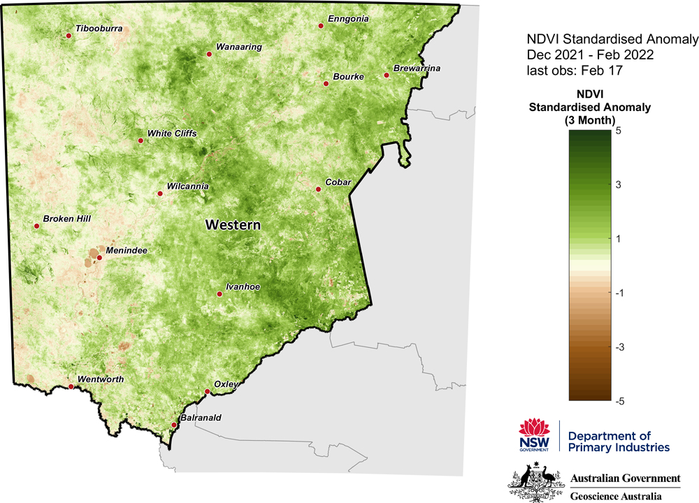 3-month NDVI anomaly map for the Western region