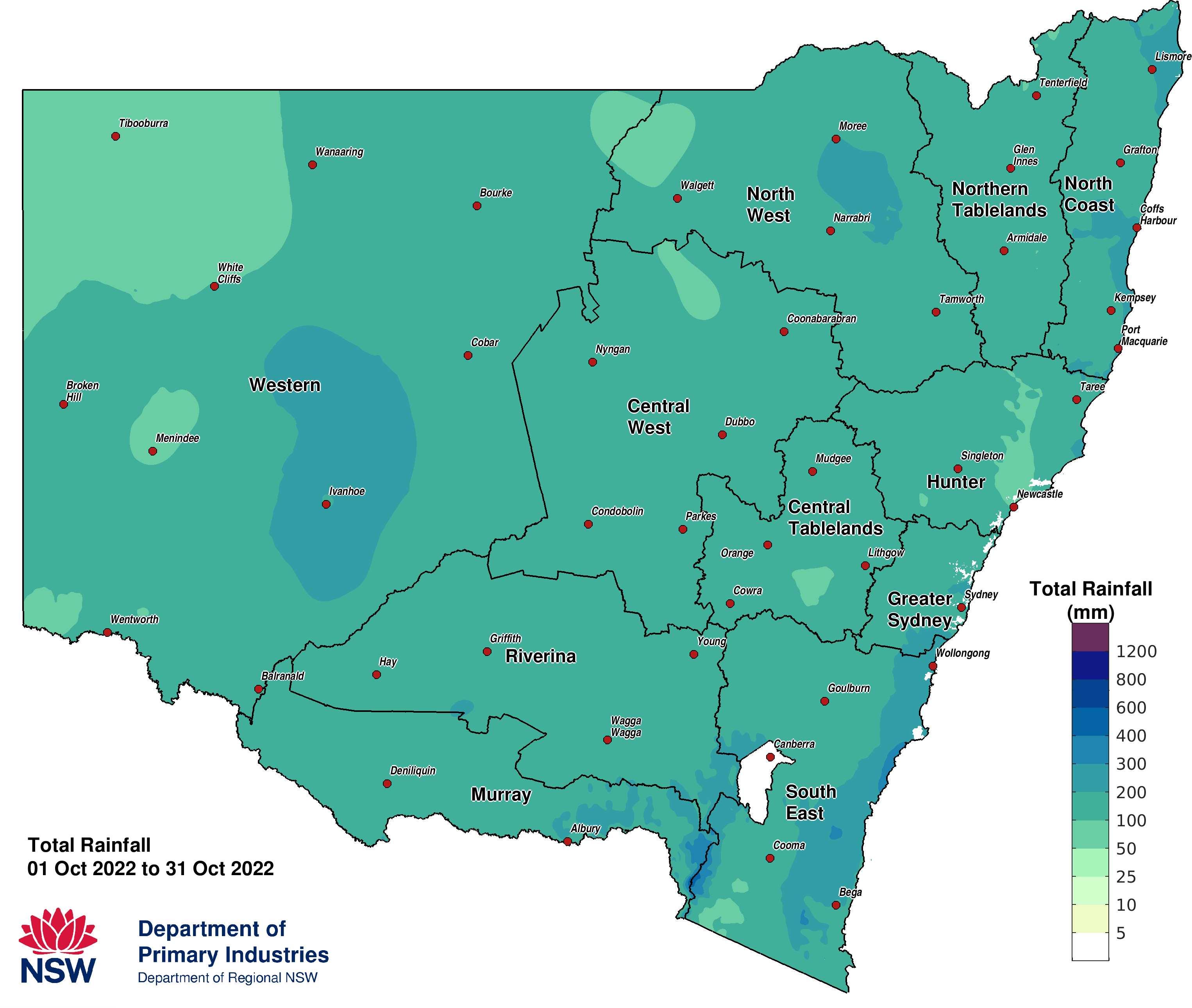 Figure 2b. Total rainfall October 2022