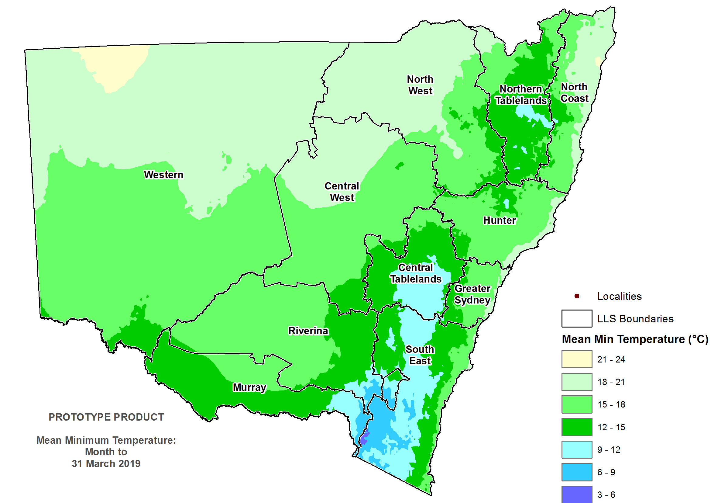 Average overnight temperature March 2019 - For an accessible explanation of this image contact scott.wallace@dpi.nsw.gov.au