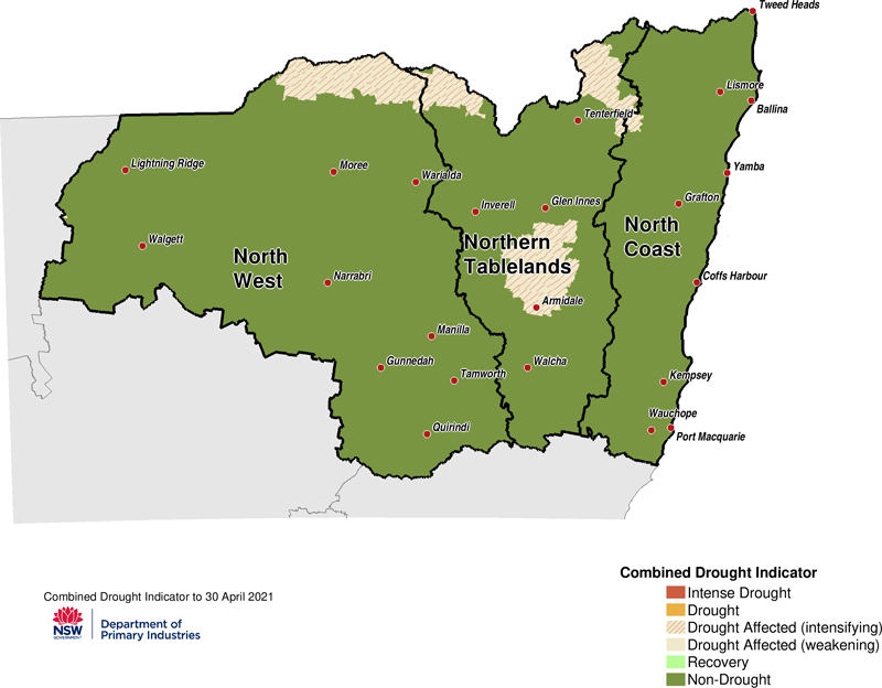 Figure 17. Combined Drought Indicator for the North West, Northern Tableland and North Coast regions 