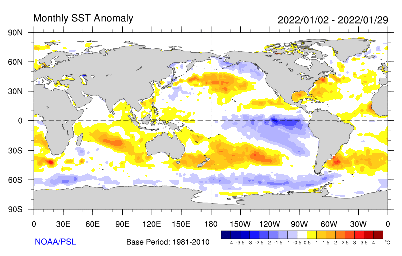 Figure 30. Monthly sea surface temperature anomalies (Source: NOAA)