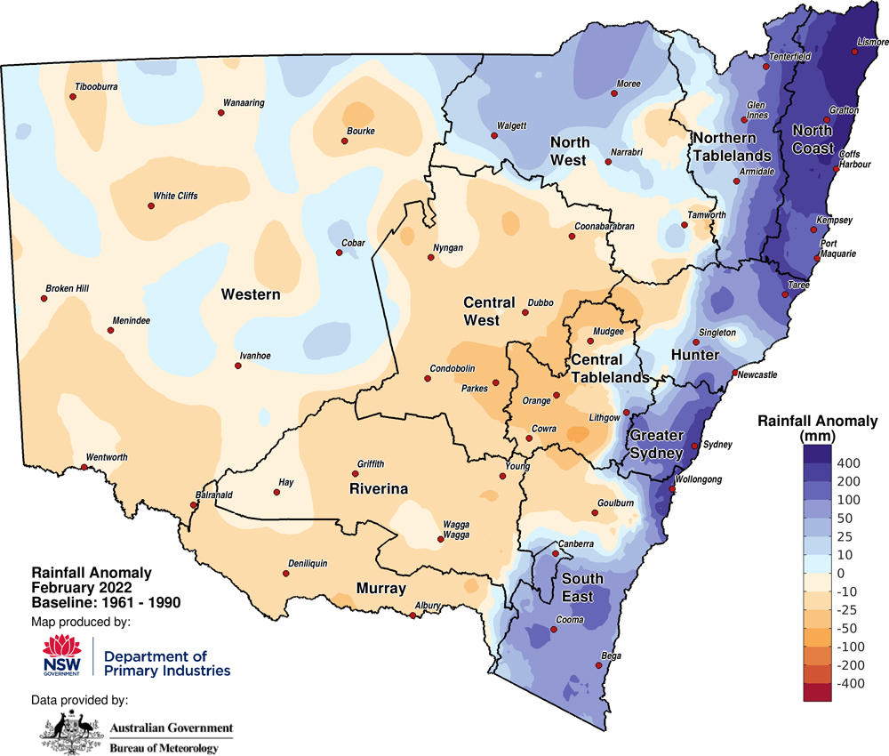 Rainfall anomaly &ndash; February 2022