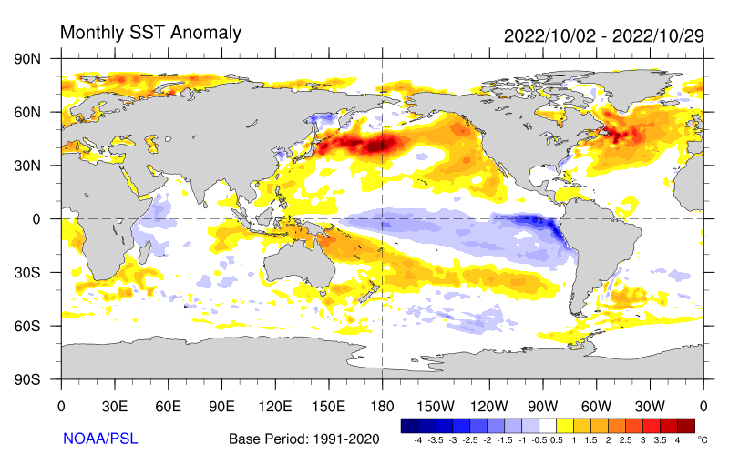 Figure 30. Monthly sea surface temperature anomalies (Source: NOAA)