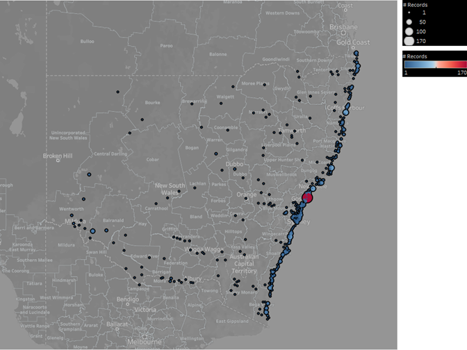 Illegal fishing reports by locality map 2021-22 Illegal fishing reports by locality map 2021-22
