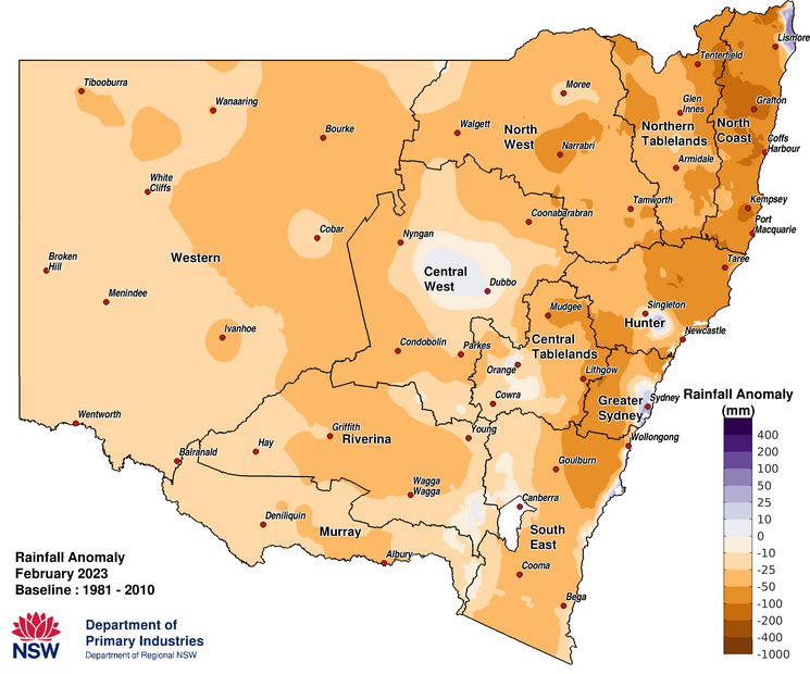 Figure 2a. Rainfall anomaly &ndash; February 2023
