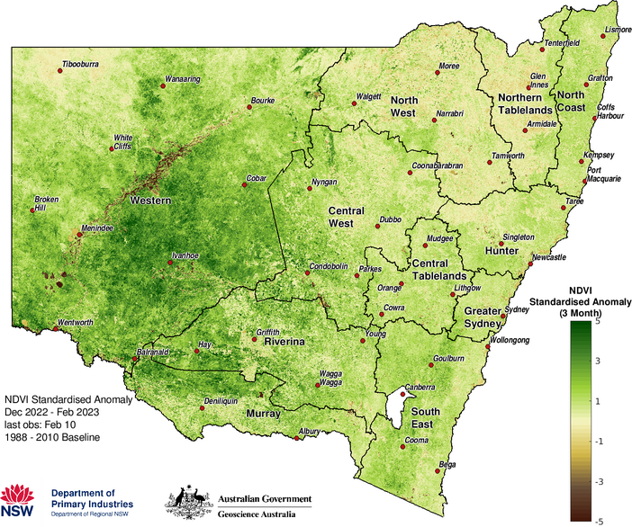 Figure 4. Seasonal NDVI anomaly December 2022 to 10 February 2023