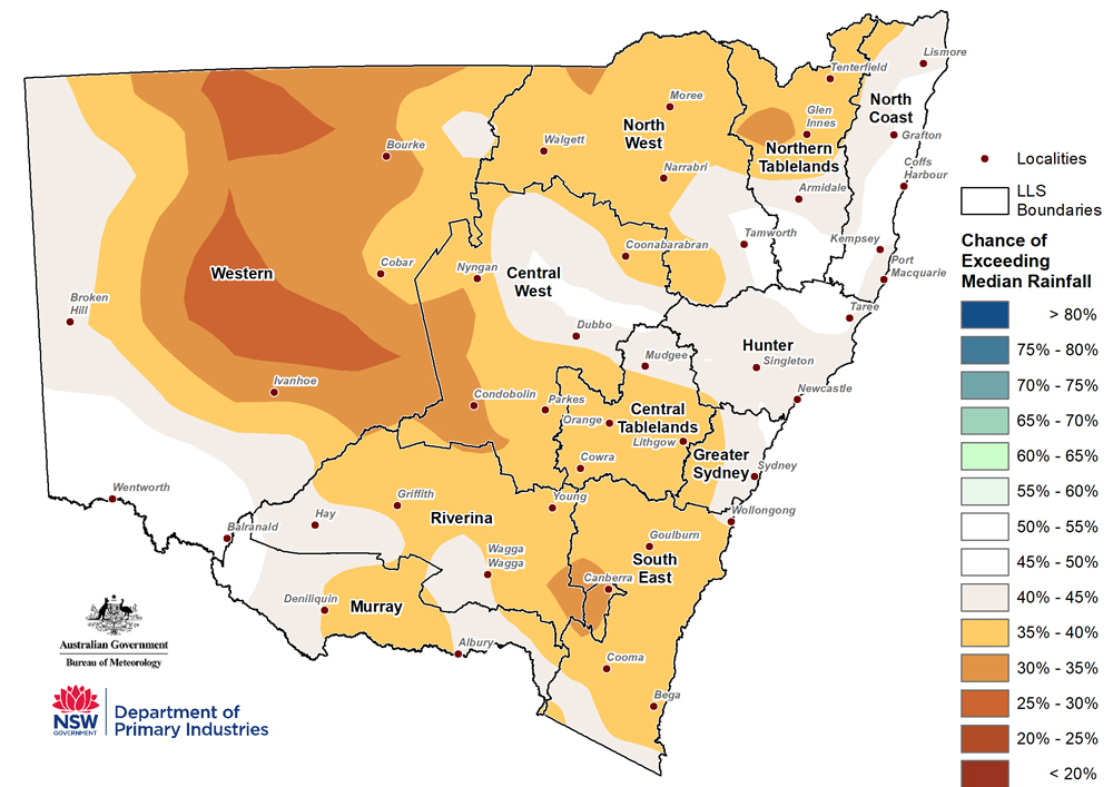 Figure 27. Seasonal rainfall outlook for NSW issued on 20 December 2018 For an accessible explanation of this map contact the author kim.broadfoot@dpi.nsw.gov.au