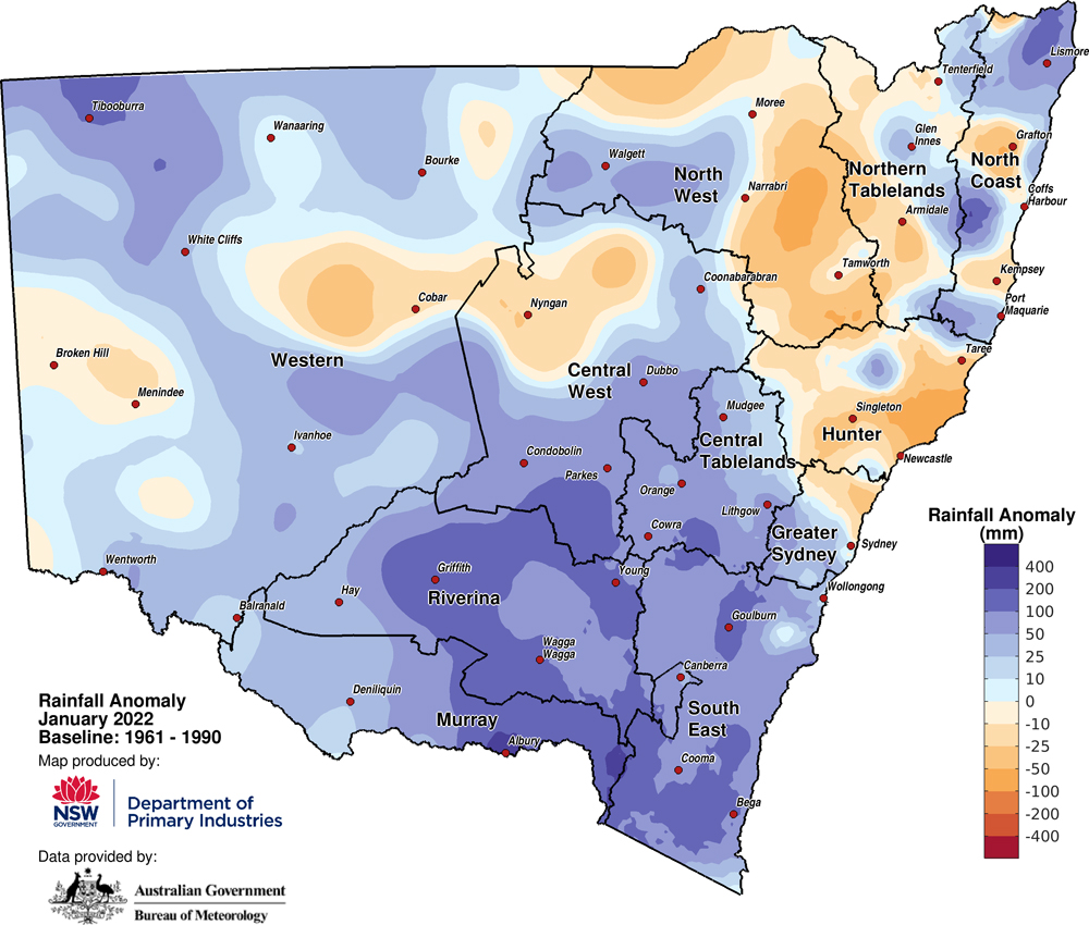 Figure 2a. Rainfall anomaly &ndash; January 2022