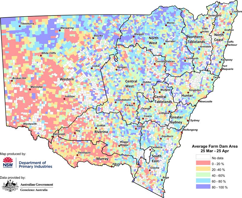 Figure 5. Average parish-level farm dam extents between 23 February 2021 to 26 March 2021