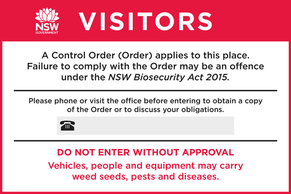 Warning sign to visitors