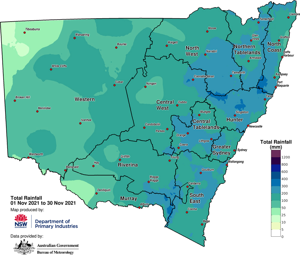 Figure 2b. Total rainfall November 2021 Figure 2b. Total rainfall November 2021