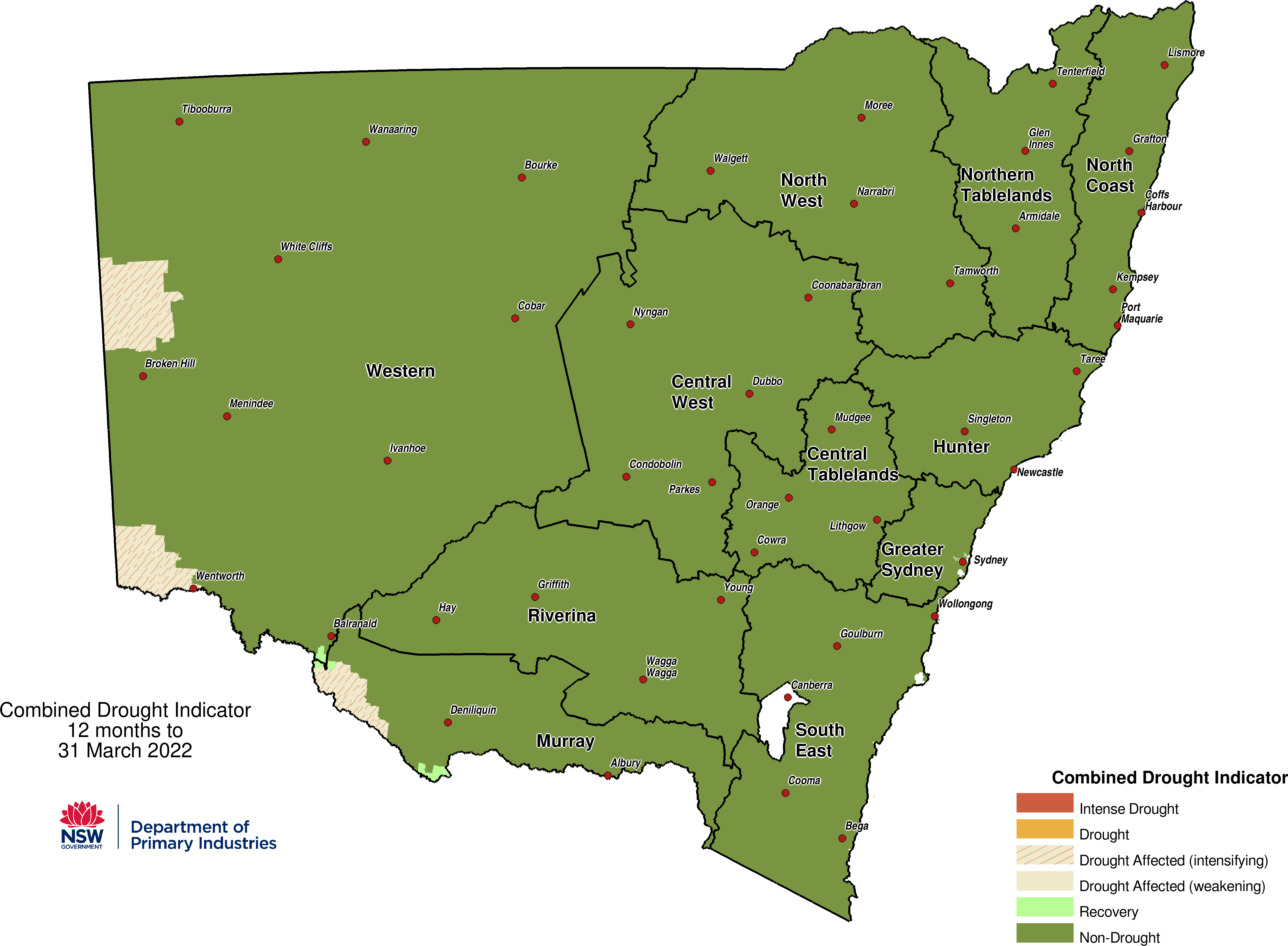 Verified NSW Combined Drought Indicator to 31 March 2022