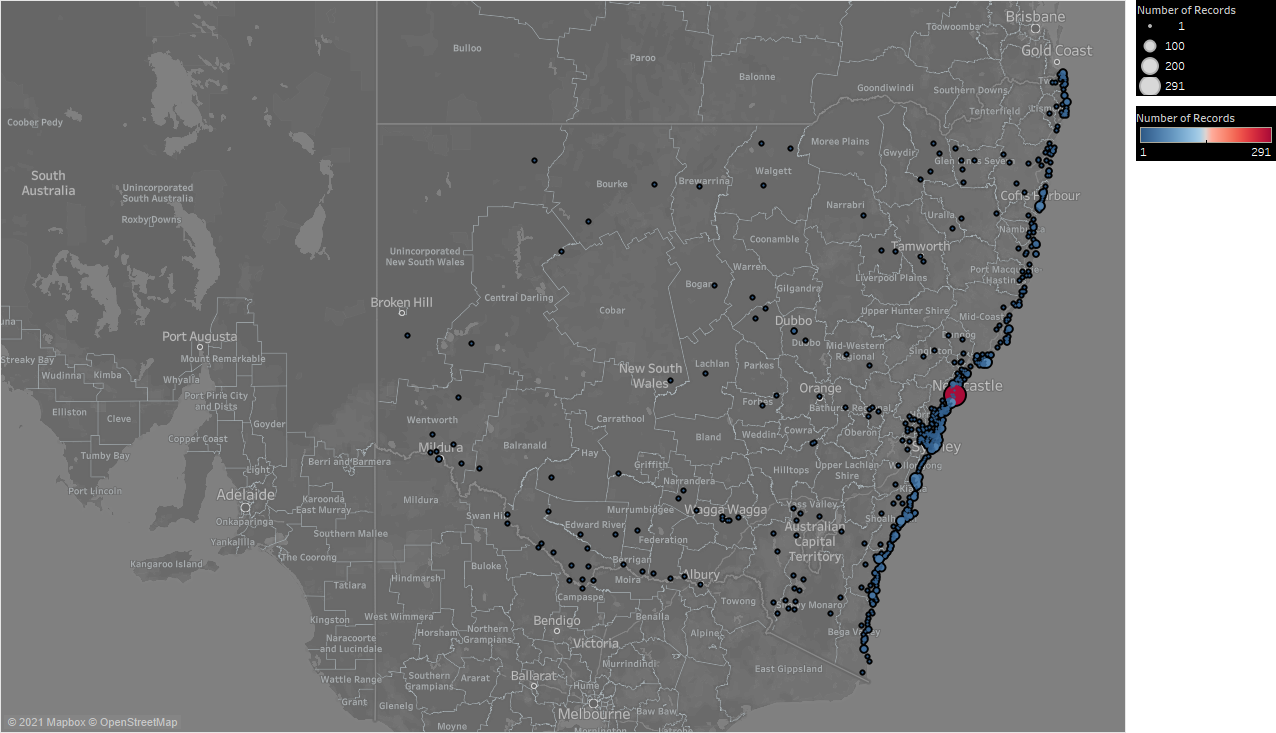 Illegal Fishing Reports by Locality Map (2020-21)