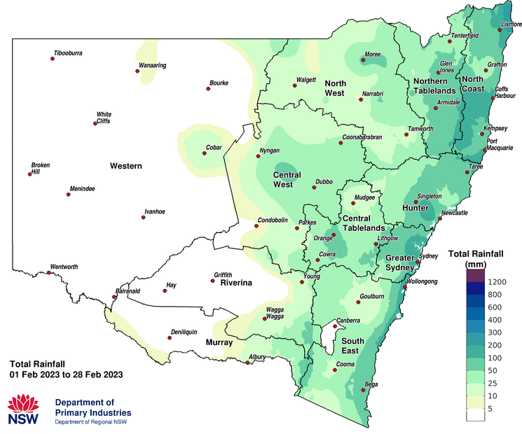 Figure 2b. Total rainfall February 2023