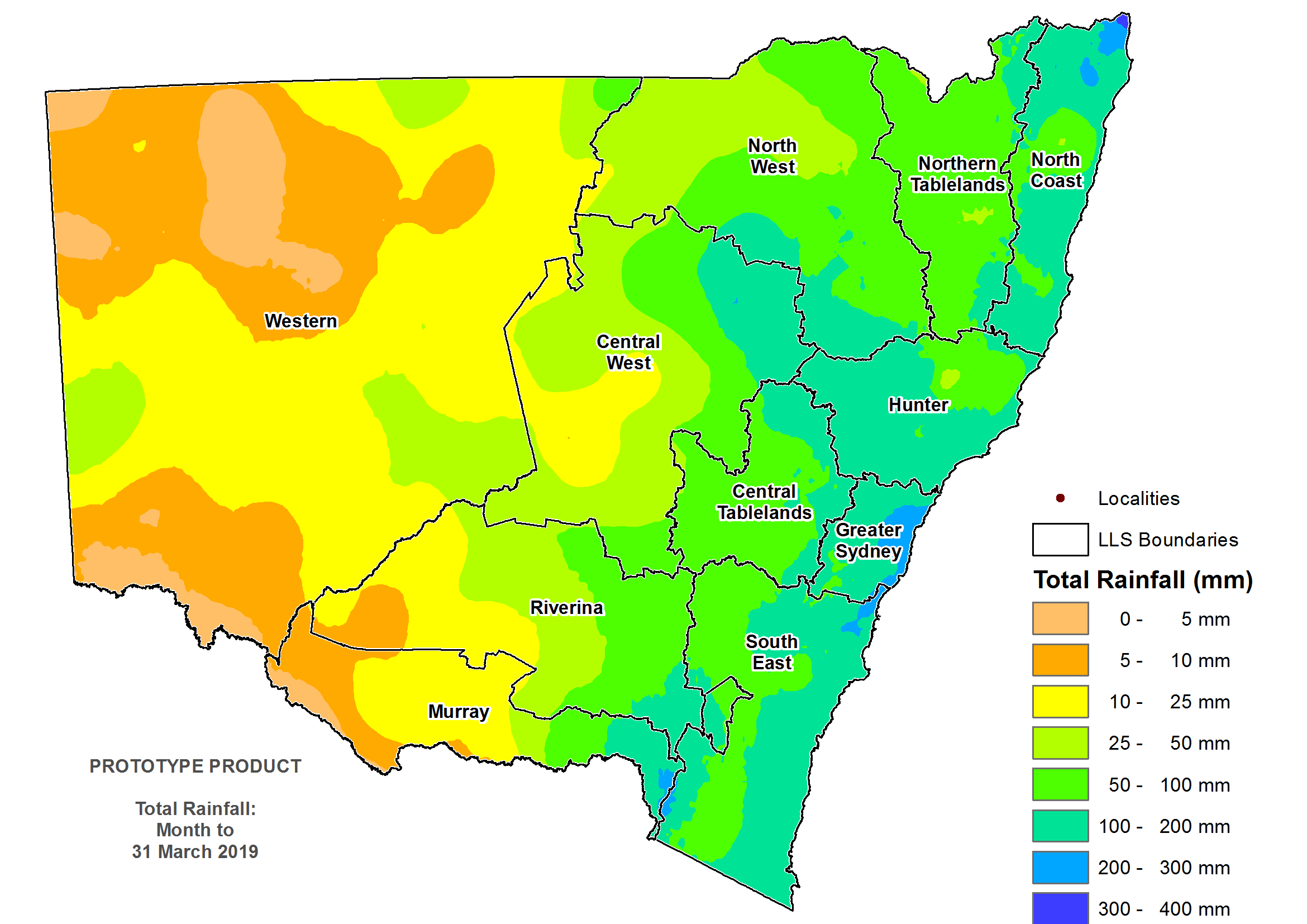 Total rainfall March 2019 - For an accessible explanation of this image contact scott.wallace@dpi.nsw.gov.au