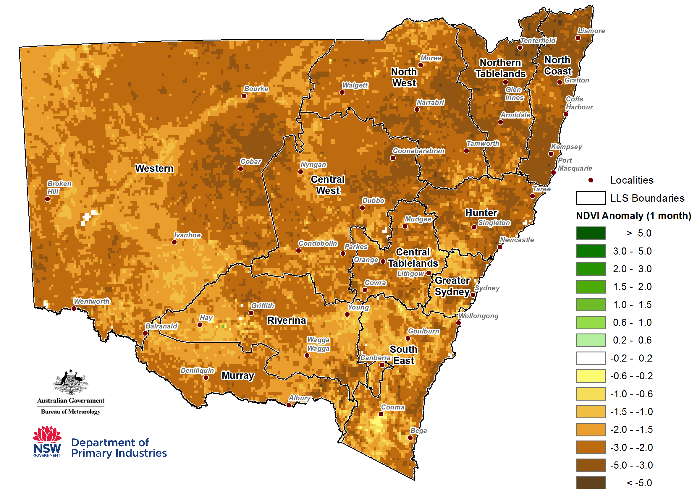 NDVI anomaly March 2019 - For an accessible explanation of this image contact scott.wallace@dpi.nsw.gov.au