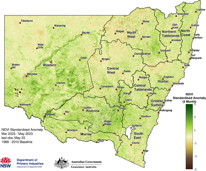 Figure 4. Seasonal NDVI anomaly March 2023 to 25 May 2023