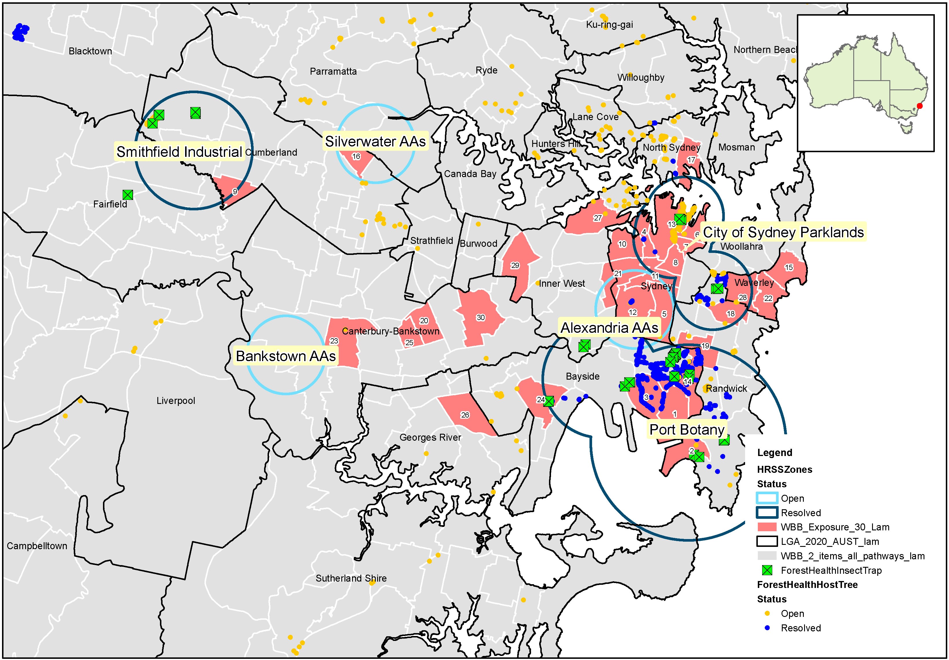 High risk site surveillance zones in Sydney