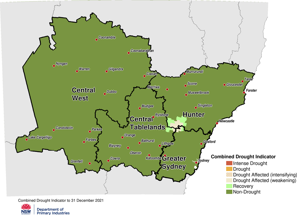 Figure 20. Combined Drought Indicator for the Central Tablelands, Central West, Hunter and Greater Sydney regions
