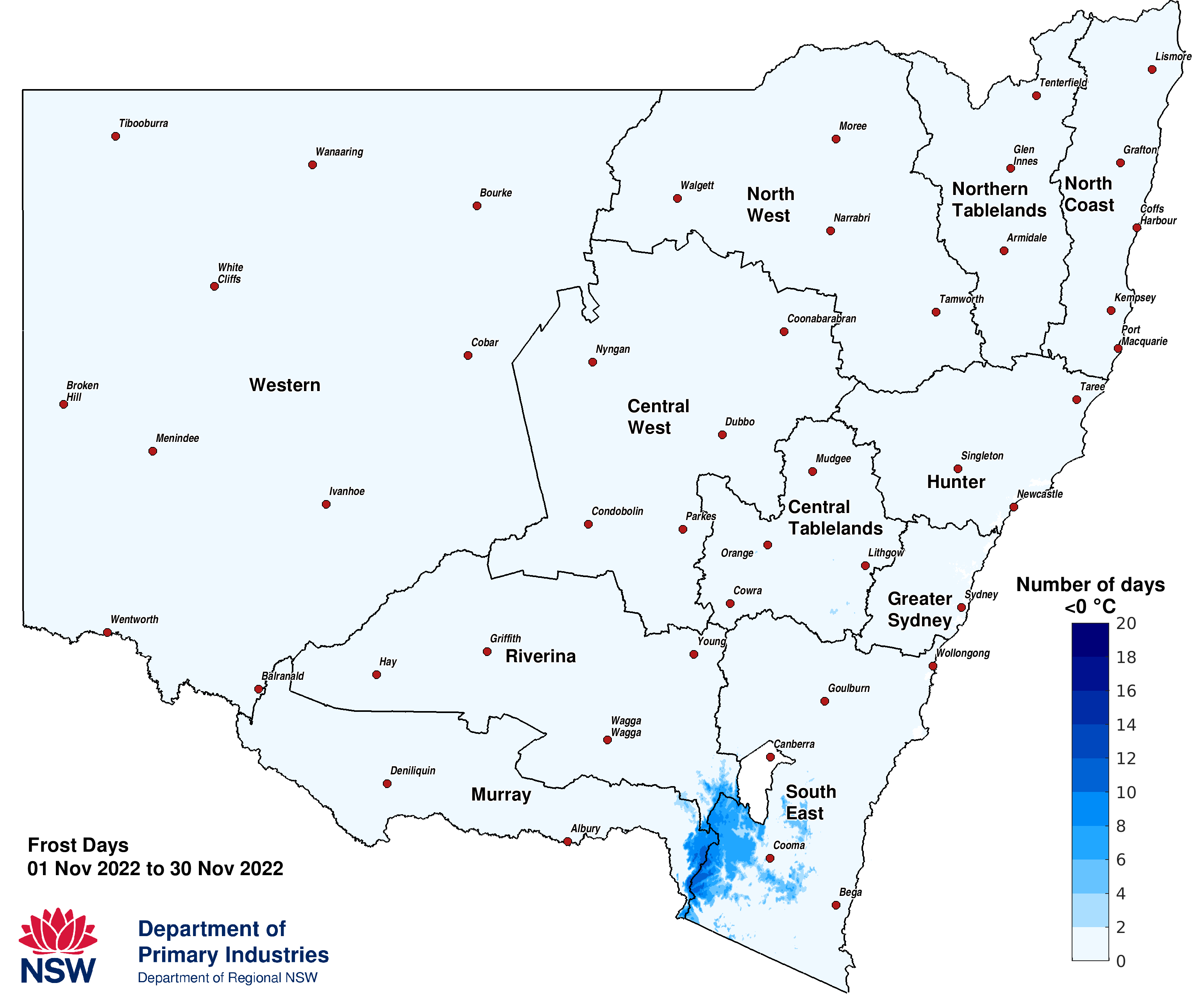 Figure 3e. Frost Days &ndash; November 2022