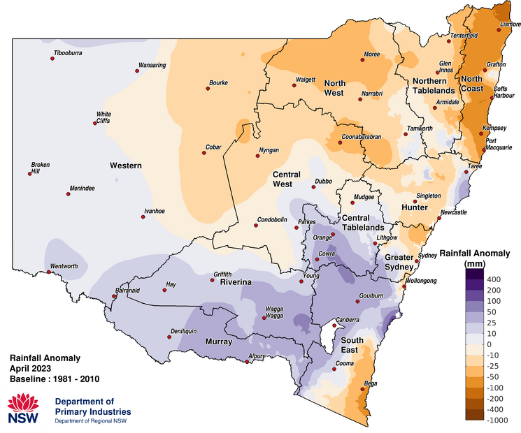Figure 2a. Rainfall anomaly &ndash; April 2023