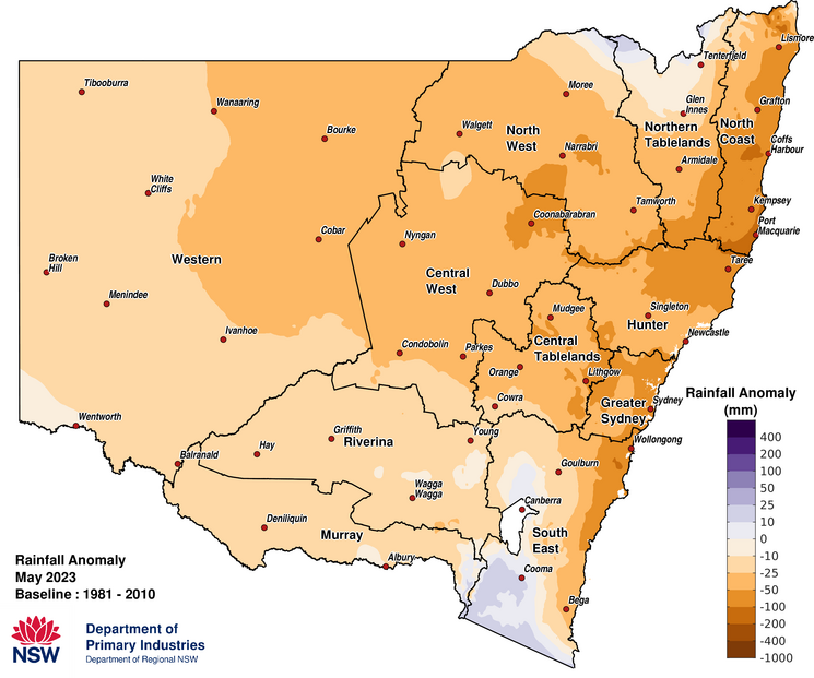 Figure 2a. Rainfall anomaly &ndash; May 2023