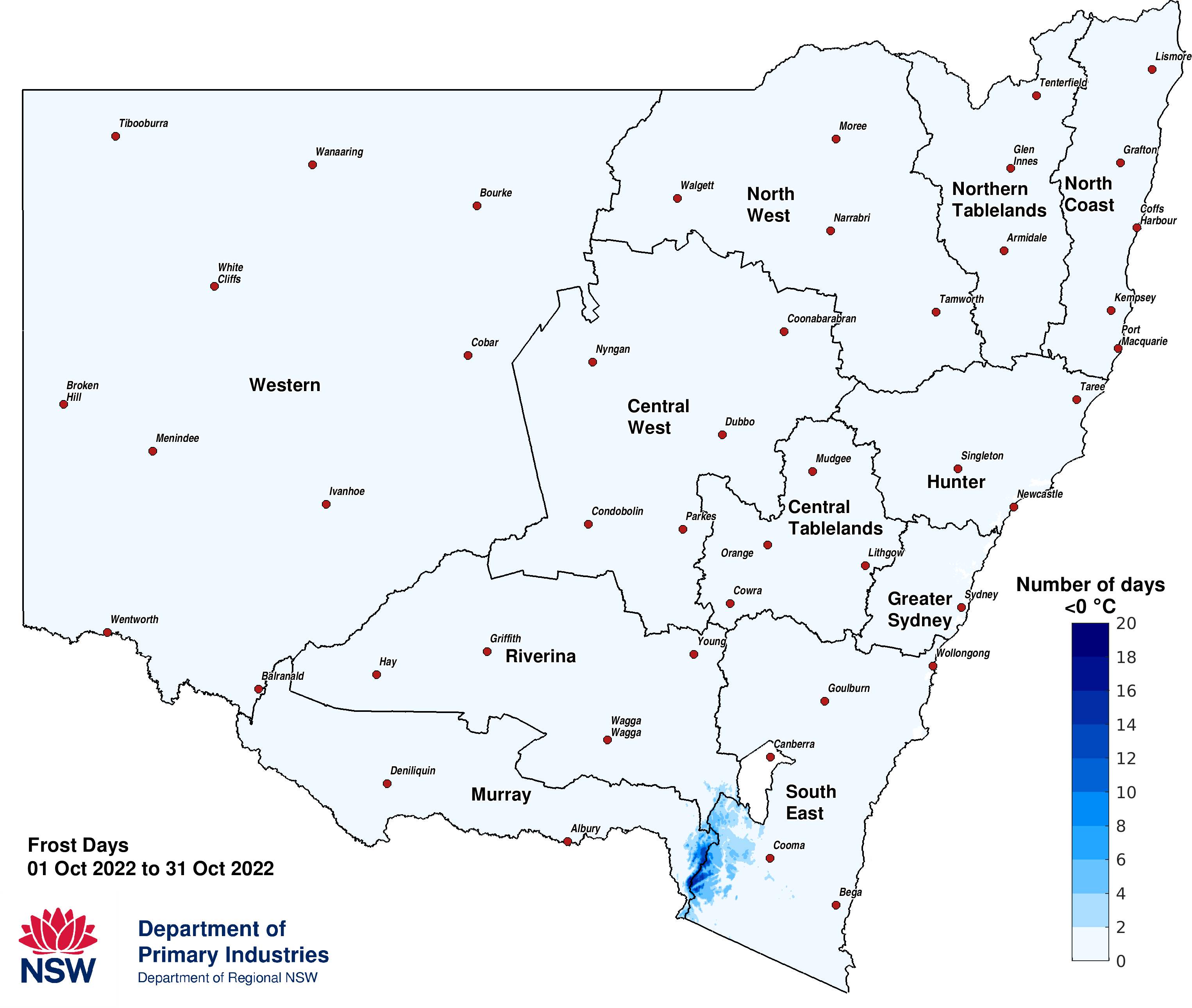 Figure 3e. Frost Days &ndash; October 2022