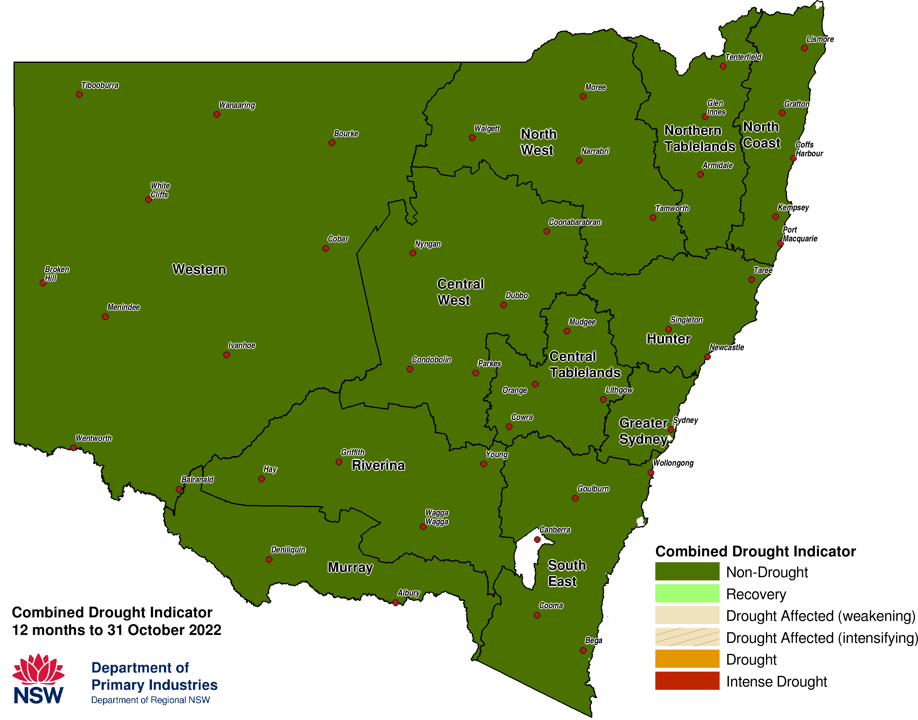 Figure 1. Verified NSW Combined Drought Indicator to 31 October 2022