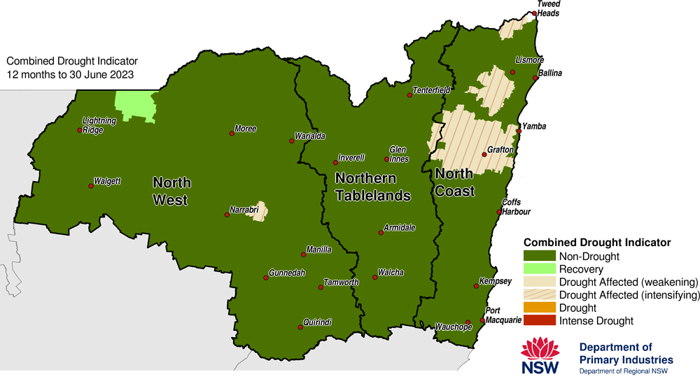 Figure 24. Combined Drought Indicator for the North West, Northern Tableland and North Coast regions 