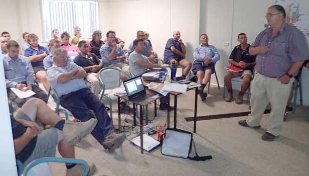 Phillip Lintern (Agspec) discussing the technical aspects of spray adjuvants at the Griffith workshop.