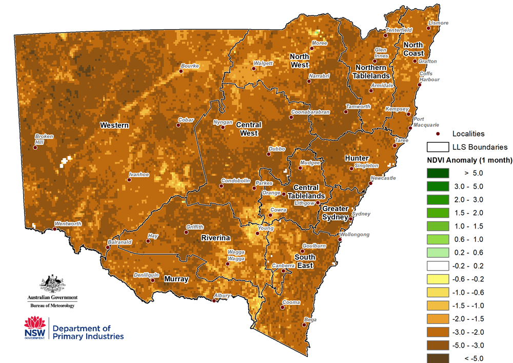 Figure 3. NDVI anomaly June 2018 For an accessible explanation of this map contact the author kim.broadfoot@dpi.nsw.gov.au